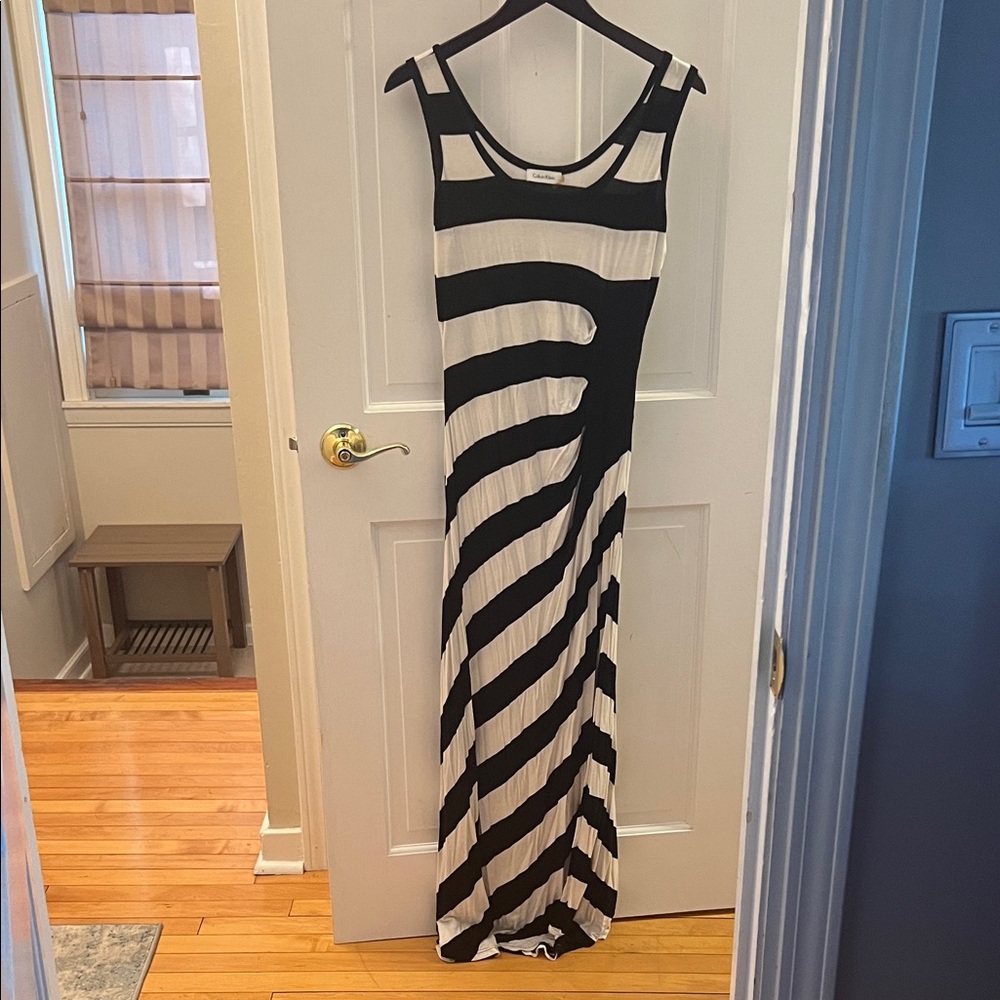 Black and White Striped Maxi Dress